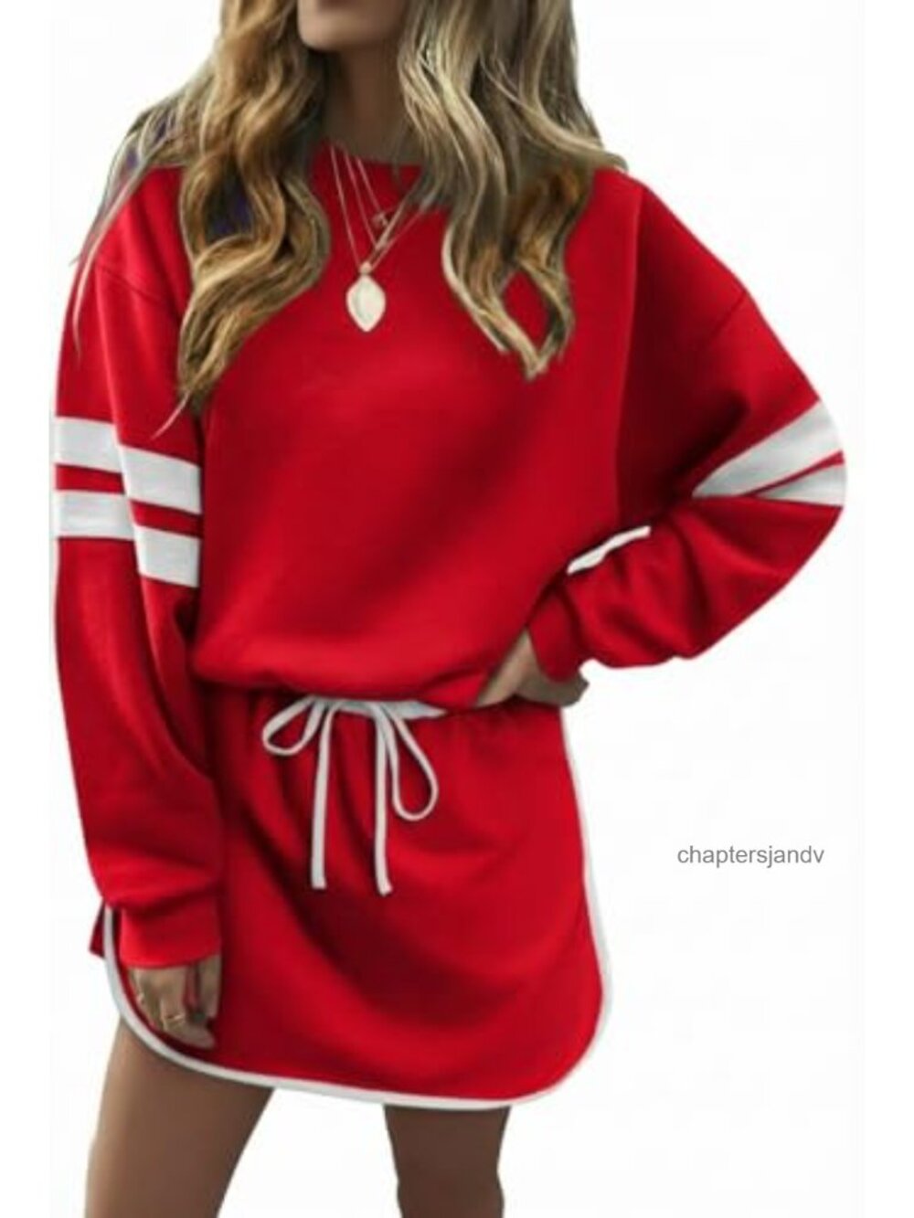 Women's 2 Piece Skort Set Long Sleeve Sweatshirt & High Waisted Skort